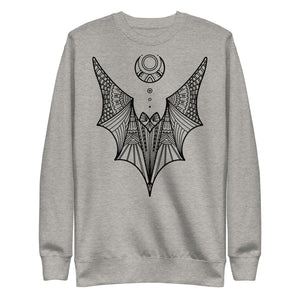Bat Crescent Moon Sweatshirt - Grey/Dusty Rose