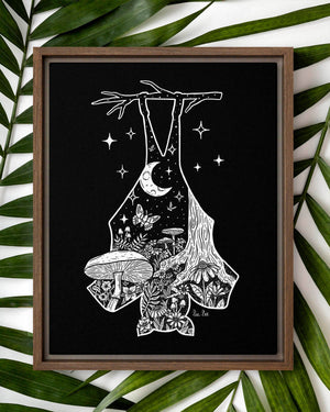 Night of the Bat Illustration - Framed Canvas Print