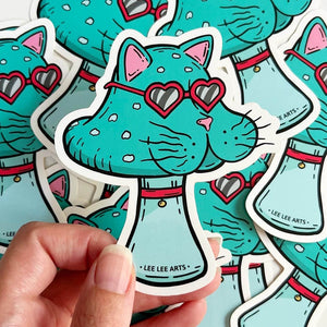 Meowgic Mushroom - Trippy Hearts Sticker
